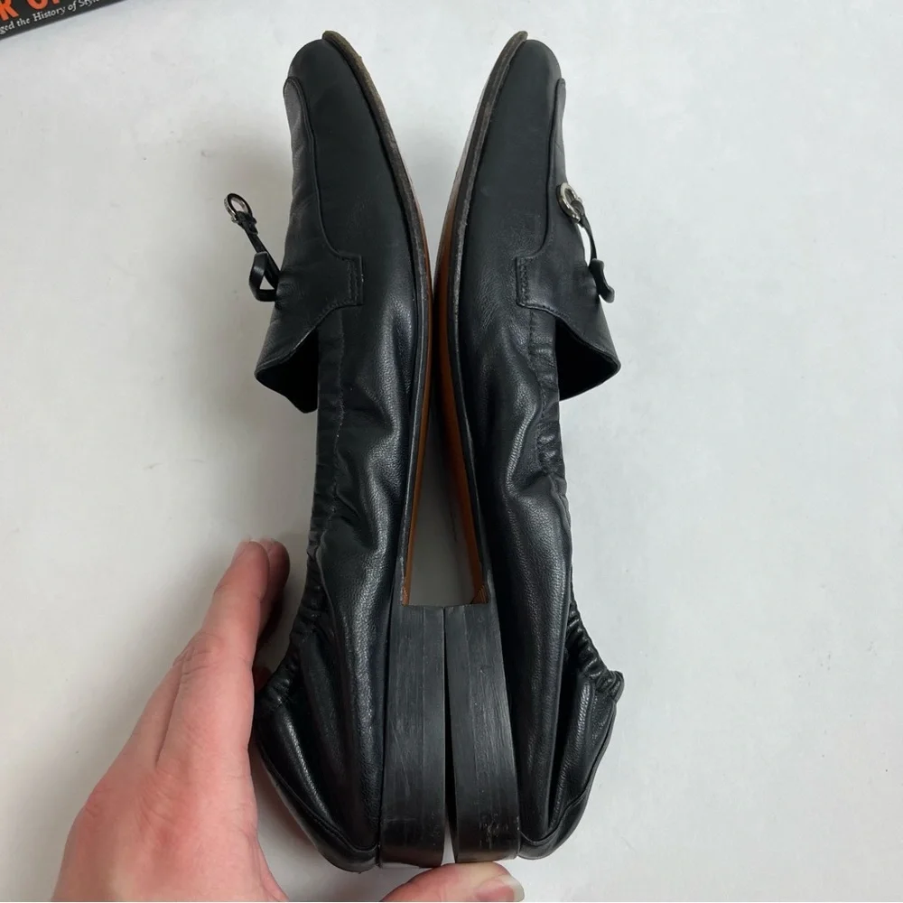 Salvatore Ferragamo Black Leather Bow Driving Loafers Size 7
